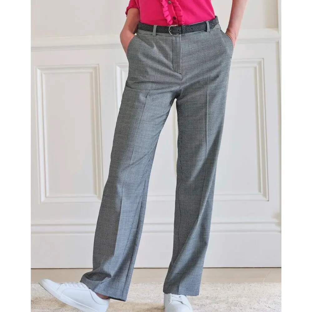 NWT PURE Collection High Waist Wide Leg Trousers Black White Houndstooth 16‎